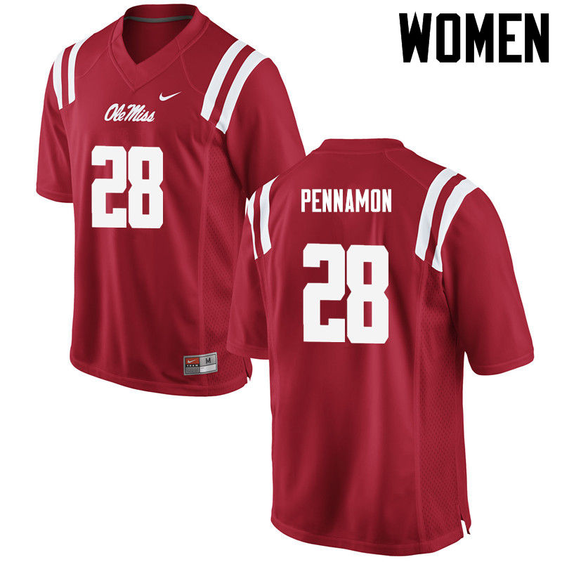DVaughn Pennamon Ole Miss Rebels NCAA Women's Red #28 Stitched Limited College Football Jersey IHD1658NR